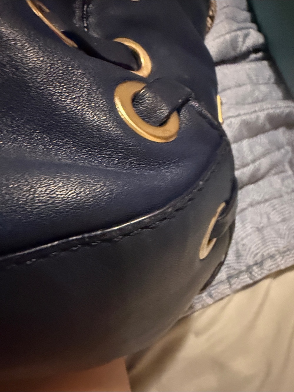 Michael Kors Navy Hobo Bag with Tassel and Gold Eyelets - Picture 10 of 10